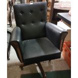 1950s swivel desk chair, black leatherette upholstery