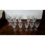 Waterford Crystal – a set of 6 White Wine Glasses and a set of 4 & set of 5 smaller similar wine