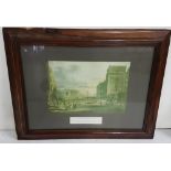 “A Vista in Central Dublin” colour print, 29cm x 41cm in a rosewood frame and a set of 3 modern