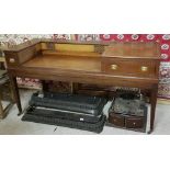 Regency inlaid Mahogany Spinnet converted to a dressing table with drawers and tapered legs, 66”w