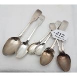 8 Irish Silver Spoons, Victorian – 1 dessert, pair for tea, pair for condiment & set of 3