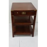 2-Tier English Mahogany “Military style” rectangular shaped Occasional Table, with brass mounted