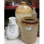 Stoneware whisky jar and other stoneware including mead jar, DR NELSON’S INHALER etc