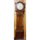 Flame mahogany cased grandfather clock, the circular enamel white dial stamped Timpson, Wexford,