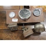 3 x oil gauges – “Morris Motors” & 2 x “Smiths” & a Jaeger dashboard panel fitted with a clock,