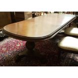 Oval End Walnut Dining Table (extendable/2 removeable leaves), 8ft 5”long x 43”w, on a twin pedestal