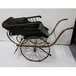 Antique Child’s Cart, horse hair covered seat, on a 4 wheeled base