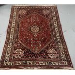 3 Floor Rugs – 1 old Persian, tightly knotted, red ground (160 x 105cm) &