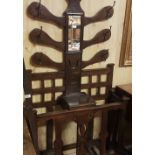 Walnut hall stand with 6 branches, 73”h x 41”w