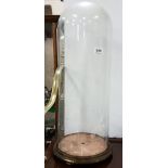 Tall Glass Dome, 25”h (no cracks), on a circular pine base