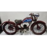 MONET & GOYON Motorbike, complete with tank and engine, numbered 38082, BLOCK C5 tyres, leather