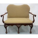 Mahogany framed Settee in the style of Butler of Dublin with well carved claw and ball legs and arms