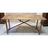 French Pine Folding Trestle Table, 62”w x 25”d