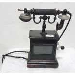Vintage manual telephone with winding mechanism