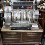 Large “National” Cash Register, brass and chrome framed, with pounds, shillings and pence till