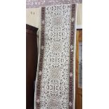 Large Ivory Ground Woven Silk Runner, with medallion design, 3 m x 0.8 m