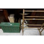 Pine Towel Rail, Clothes Horse, small pine set of drawers (green), cd tower, wine table (5)