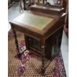 Edwardian Walnut Davenport Desk, with a green and tooled gold leather writing slope, gallery