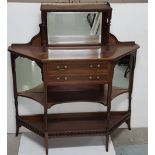 Compact Edwardian Inlaid Mahogany Chiffionier, the raised brass gallery over a mirrored