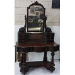 Victorian Mahogany Duchesse Dressing Table, with a swivelling mirror back and gallery drawers, 50” w