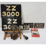 7 old Bus-related collectors’ items - Dublin Bus Bell with pneumatic bell push, 2 fleet number