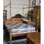 Regency style Mahogany 4-Poster Bed, the shaped head board supported by Adams-decorated pillars with