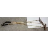 3 old croquet mallets, bamboo handles (3)