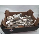 Box of silver plated table cutlery (approx 170 pieces), incl. bundles of knives, forks, spoons etc