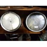 Matching pair of LUCAS motor car head lamps, 11"dia approx