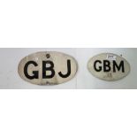 2 oval enamel motor badges – GBM 7”w & GBJ 9”w