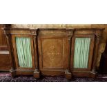 Fine Quality 19thC Walnut Credenza, the breakfront top over a central cabinet and 2 glazed side