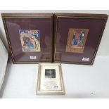 Set of 4 colour lithographs – the Holy Family, 26”h & a framed Psalm (5)