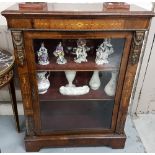 19th C Inlaid walnut Pier Cabinet, single glazed door enclosing