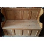 Modern Pine Bench, with a hinged seat enclosing storage, 4ft w x 3ft high