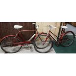 Pair of Coventry Eagle Bicycles, 3 speed, Lady’s and Gents, painted red, in good condition