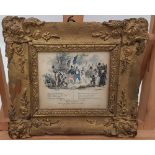 19th Century miniature framed lithograph, "Liberte", 10cm x 11cm, in ornately gilt mounted frame,