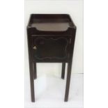 Walnut bedside cabinet with tray shaped top, 30”h, 14” sq top
