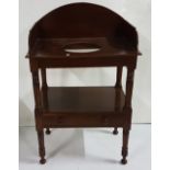 Late 19th C mahogany washstand with basin well and stretcher drawer, 26"w x 38"h, French polished