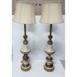 Matching Pair of American Stiffel (electric) Table Lamps, brass framed with leaf pattern designs,