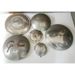 6 x chrome motor hub caps – Damlier, Austin, Graham, Hopmobile, Buick, Jaguer - all different sizes