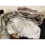 4 x long antique silk blend curtains (cream coloured), worn