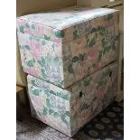 Matching Pair of modern Floral Cushioned Blanket Boxes (2)