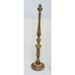 Late 19thC carved gilt wood Standard Lamp, electrified, with a fluted column over circular base,