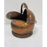 Victorian Copper Helmet-Shaped Coal Bucket, with carrying handle