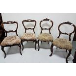 2 pairs of Victorian cabriole leg dining/ bedroom chairs - one Rosewood & one mahogany (4)