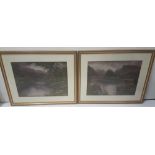 C BURT Pair of Watercolours - Brickeen Bridge and Upper Lake, each 33cm x 44cm, gold frames (2)