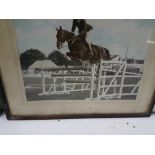 Colour photo of Colonel Ian Hume Dudgeon while show jumping by LOVELL SMITH and a sepia picture
