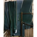4 x teal green velvet curtains, lined (each 102”w x 115”drop) with a matching pelmet 154”w approx. &