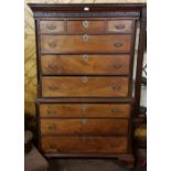 Late 19thC Mahogany Chest on Chest, the Greek dentil cornice over a Chinese fretwork band and 3