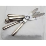 Set of 6 London Silver Handled Table Knives, fish tail tops